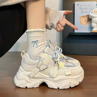 Женские массивные кроссовки Осенний новый дизайн Дышащие Универсальные Туфли на толстой подошве для студентов Модные Удобные