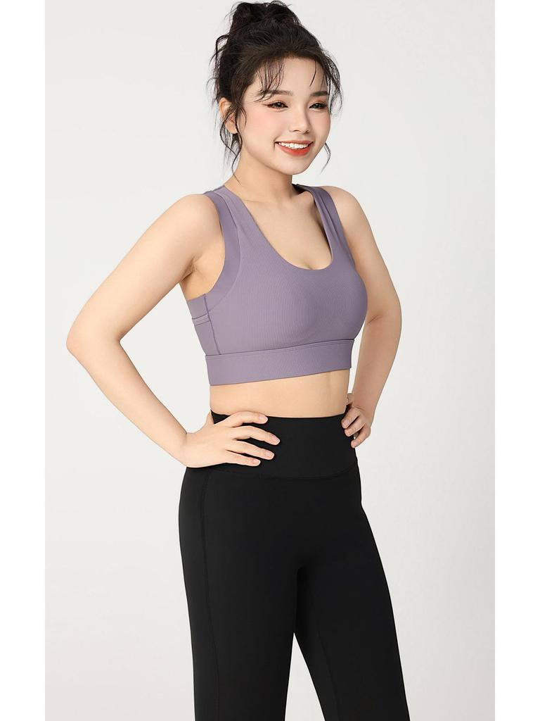 Спортивный бюстгальтер большого размера, ударопрочный, с гоночной спинкой и бретелями в два слоя