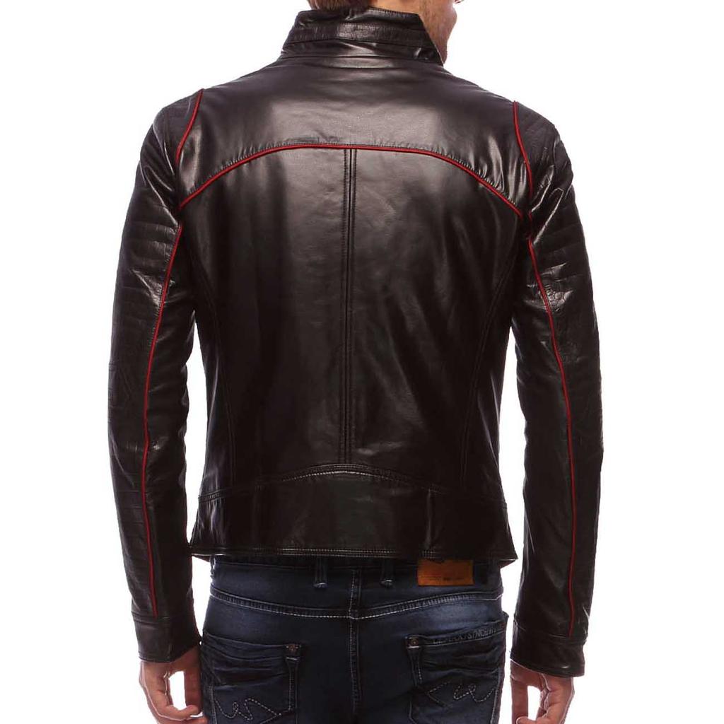 SkinOutfit Men's Genuine Lambskin Brown Leather Jacket Stylish Motorcycle Bomber Biker Outerwear MJ 175