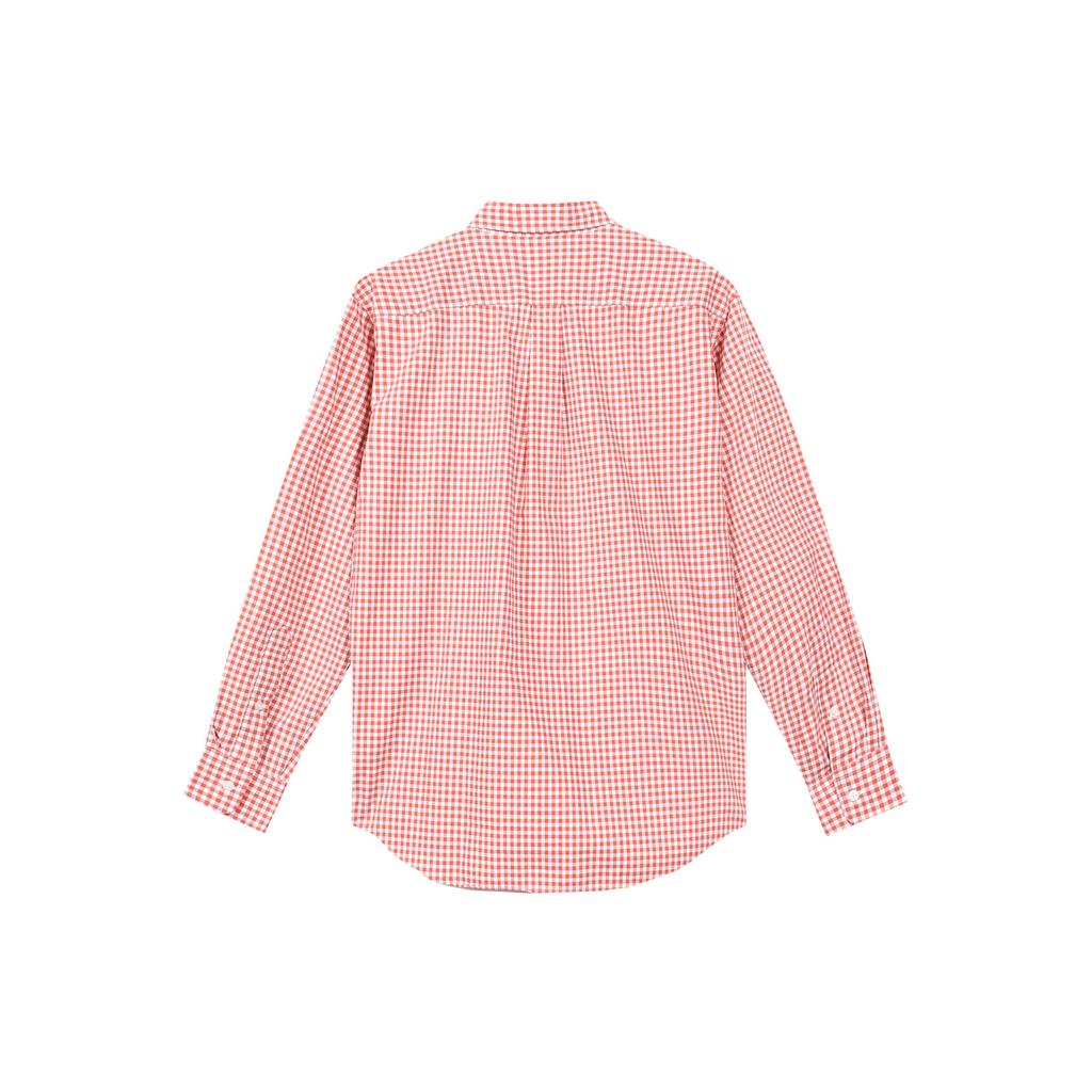 Uniqlo Клетчатая однобортная рубашка с воротником и длинным рукавом Унисекс рубашки Гранатово-красный 456649-14