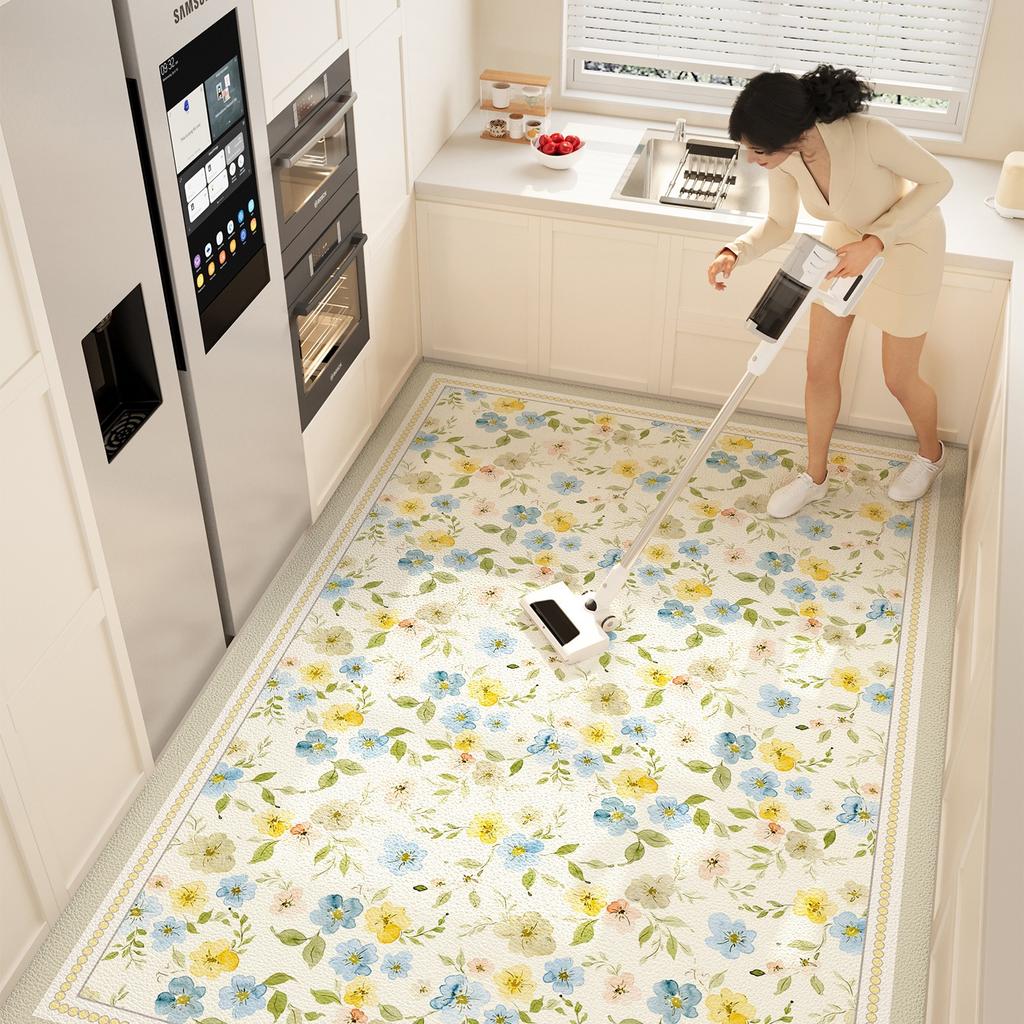 Современный простой кухонный коврик для пола ПВХ кожа водонепроницаемый маслостойкий ковер большой цветочный противообрастающий коврик для балкона Tapete De Cozinha