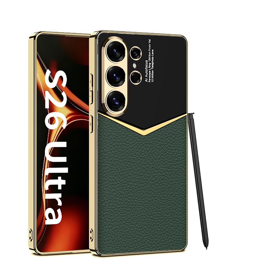 Роскошный кожаный чехол с покрытием для Samsung Galaxy S26 S25 S24 Ultra, противоударный, с мягкими краями, защитная крышка для чехла Galaxy S26 Ultra