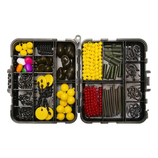 Набор рыболовных аксессуаров для карпа 143/145 шт. с двухсторонней коробкой Рыболовный крючок Оснастка Рукав Поплавок Вертлюг Игла Мужская рыболовная снасть для ловли карпа