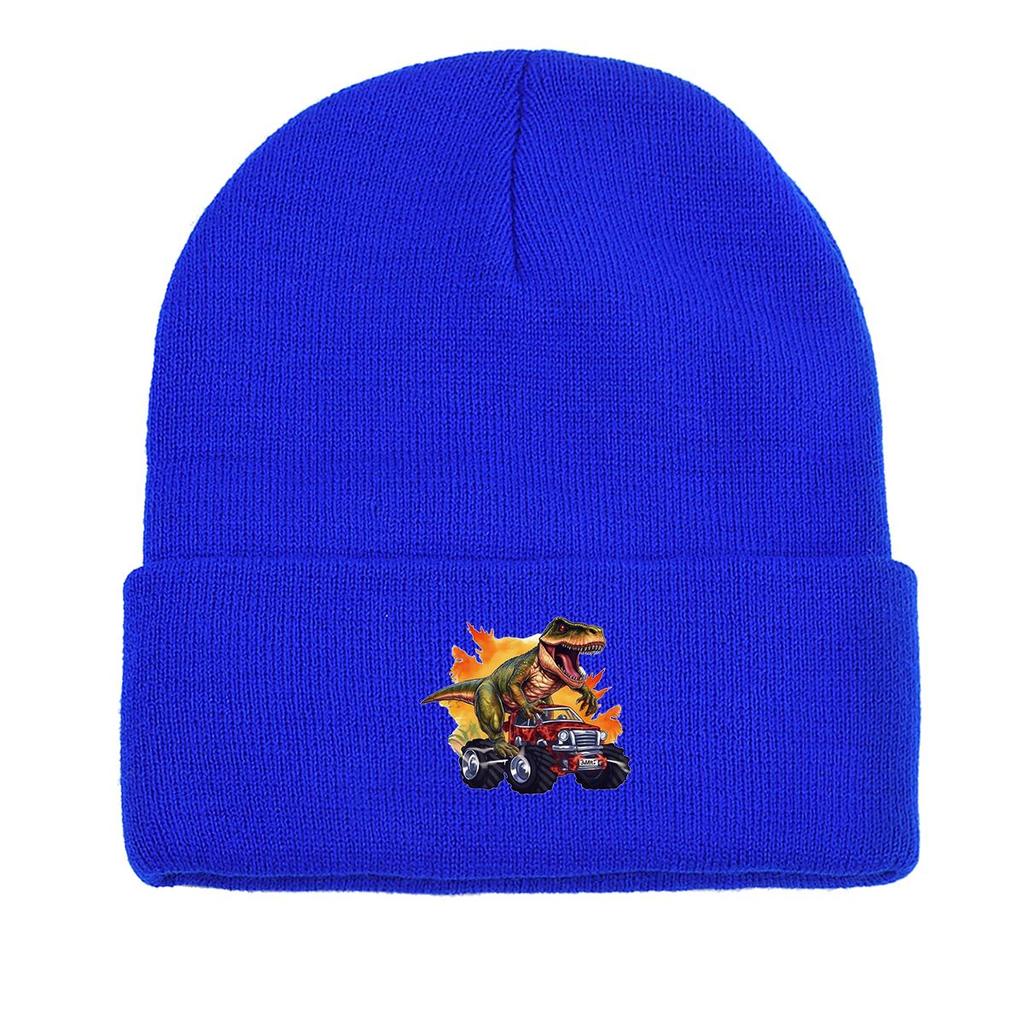 Dinosaur Monster Truck Warm Knit Hat Beanie, Animal Man Cap Elastic Lightweight Hip Hop Bobble Hat Knitted Cap Beanie