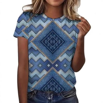 Женская футболка с коротким рукавом, свободного кроя, с круглым вырезом, с принтом в стиле ретро