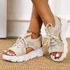 Summer Women Sandals Knitted Casual Sneakers Platform Thick Soled Woman Shoes Lace Up Sandal Fashion Solid Beach Shoes