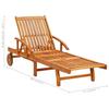 Sun Lounger with Cushion Solid Acacia Wood