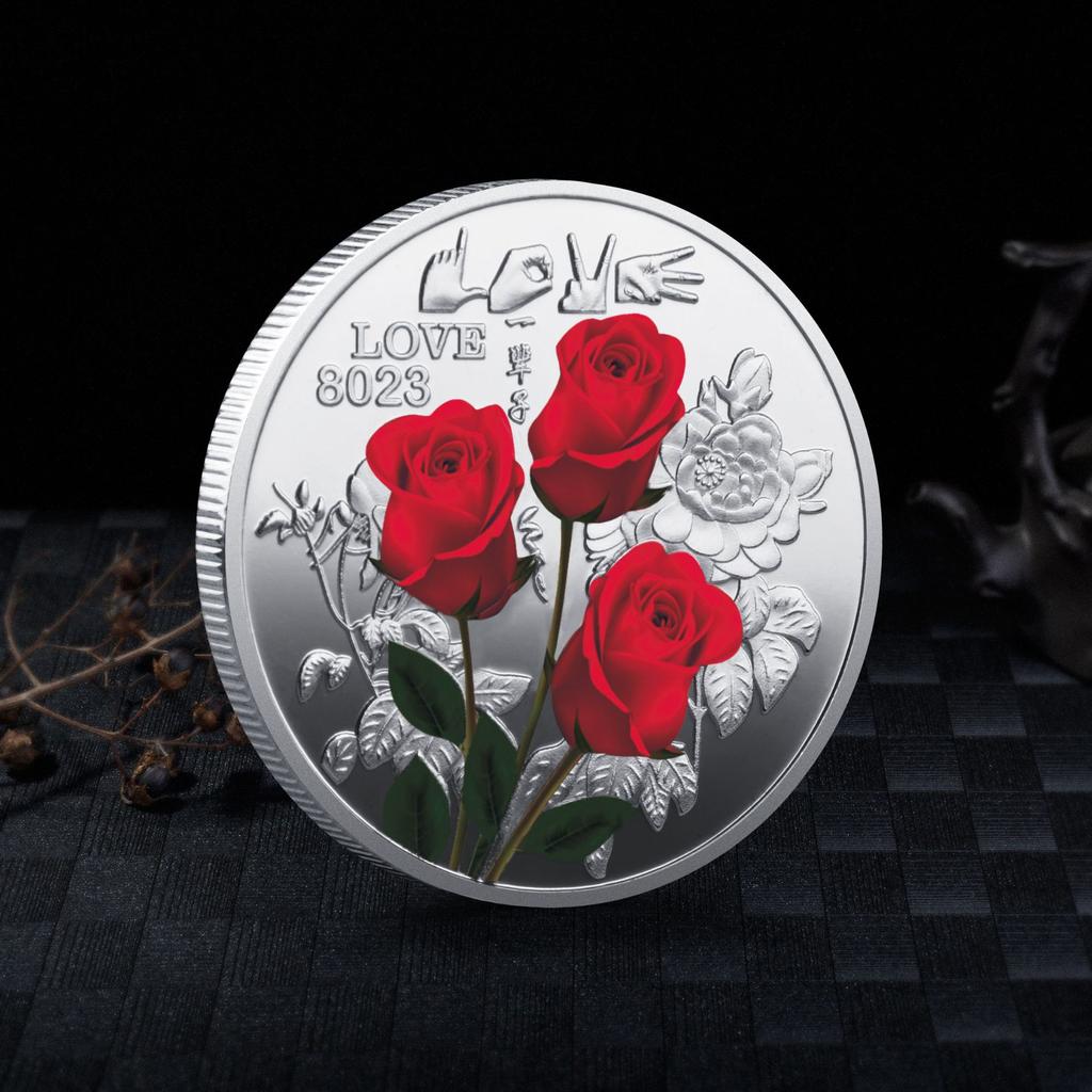 Love Wedding Rose Anniversary Collection Coin Valentine's Day Gifts Romantic Lovers Commemorative Coins ADM