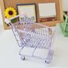 Hollow Shopping Cart Storage Metal Desktop Stationery Holder Cute Mini Storage Basket  Desktop