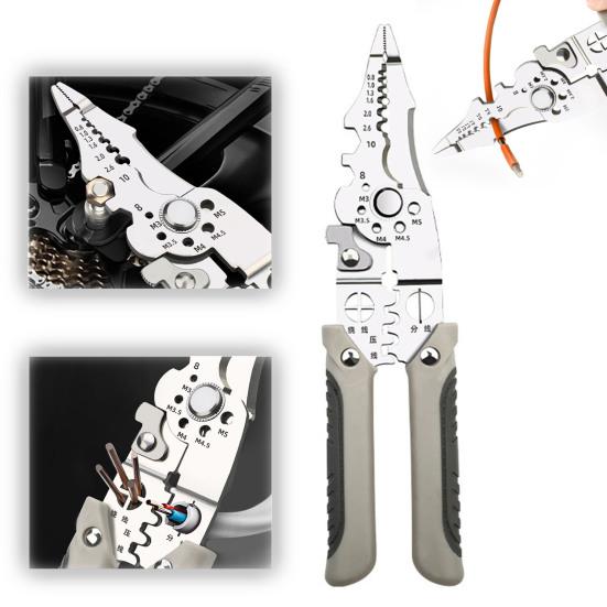 Multifunctional Wire Stripper Crimper Cable Cutter Pliers with Non-Slip Handle High Strength Sharp Comfortable Grip Wire Stripping Pliers