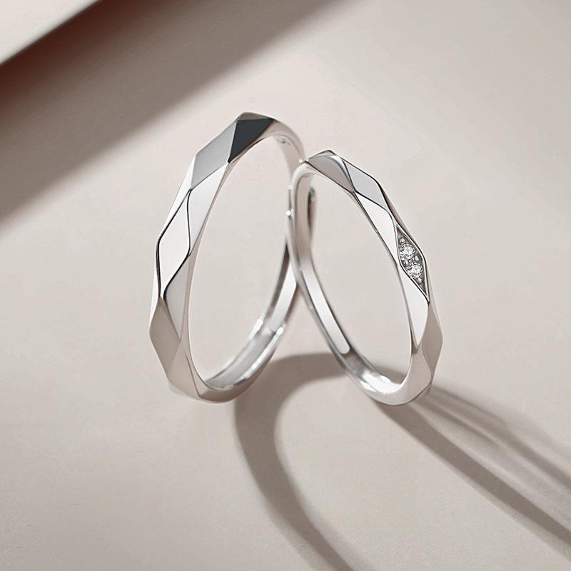Кольцо для пары в форме ромба Пара мужских и женских колец в корейском стиле, роскошный нишевый дизайн с индивидуальностью, парные кольца