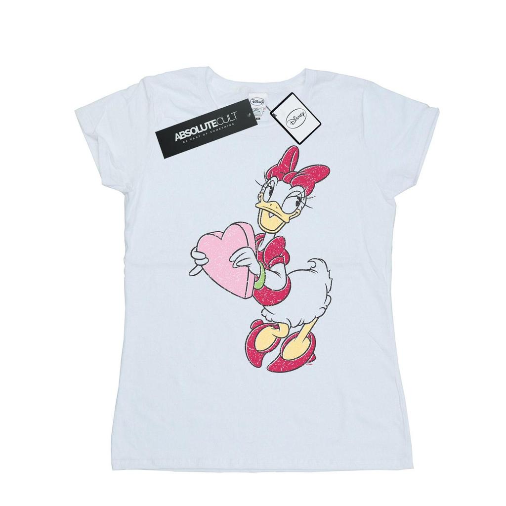 Disney Womens/Ladies Daisy Duck Love Heart Cotton T-Shirt