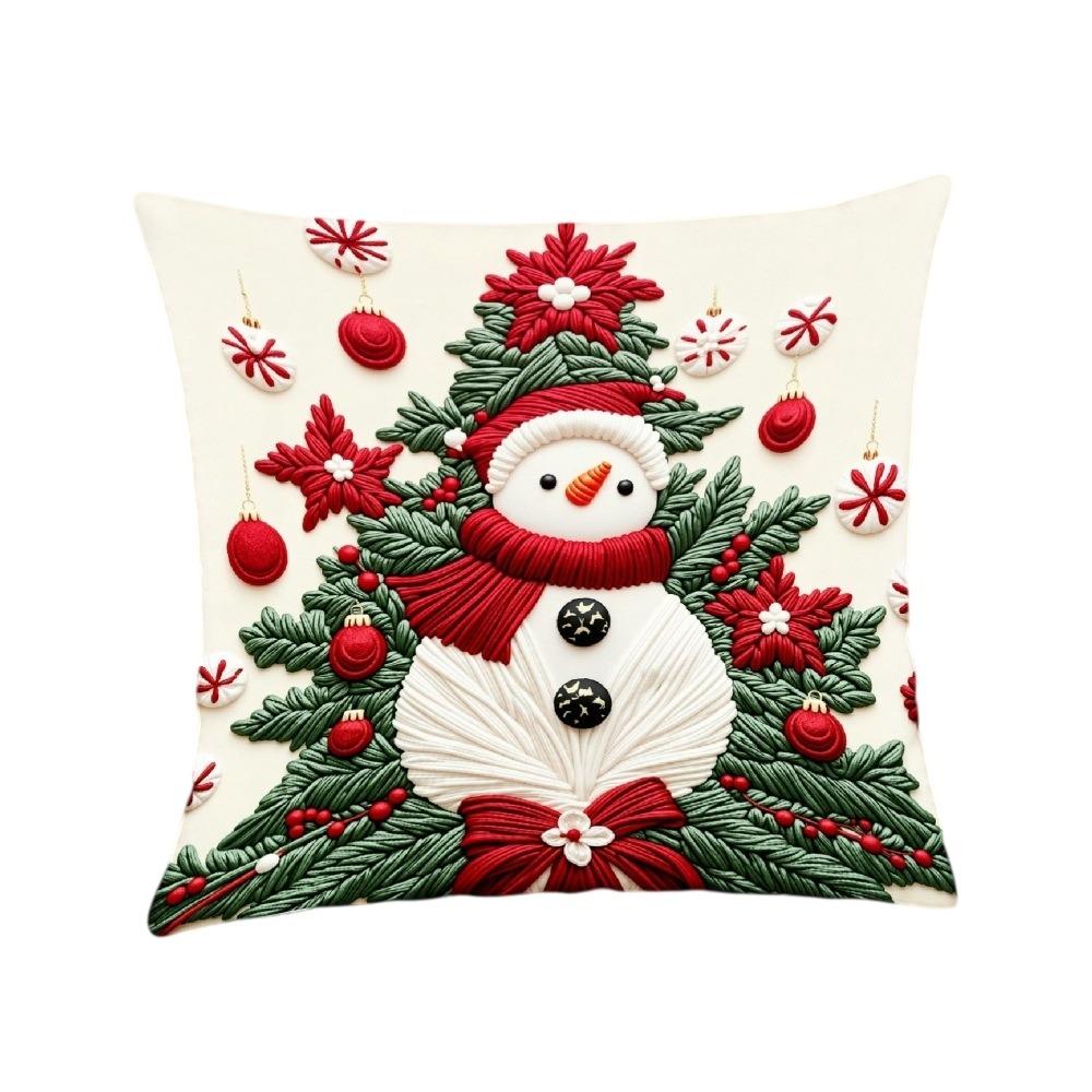 Plush Christmas Pillow Cover Soft Snowman Pillow Cover Holiday Pillowcase Throw Cushion Case Couch