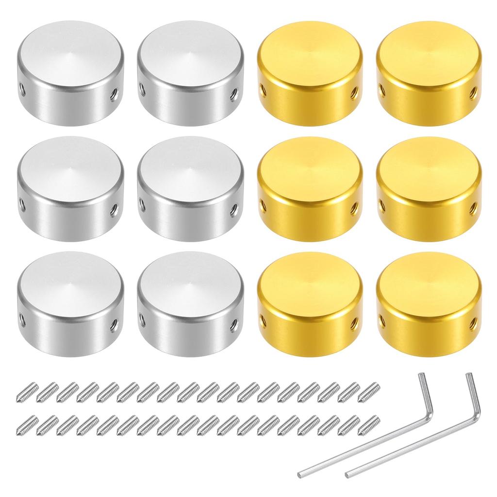 Uxcell 12pcs Foot Switch Guitar Pedal Button Metal Foot Switch Top Covers for Guitar Effect Pedal Silver and Gold Toppers, Caps, 3/8" Buttons,