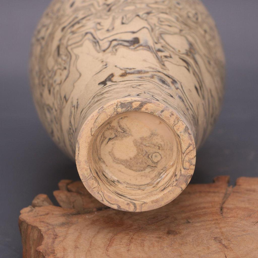 Song Dynasty Dangyangyu White Glaze Plum Vase - Wood Grain Jiao Tai Replica, Porcelain Chinese Antique Ornament Collection