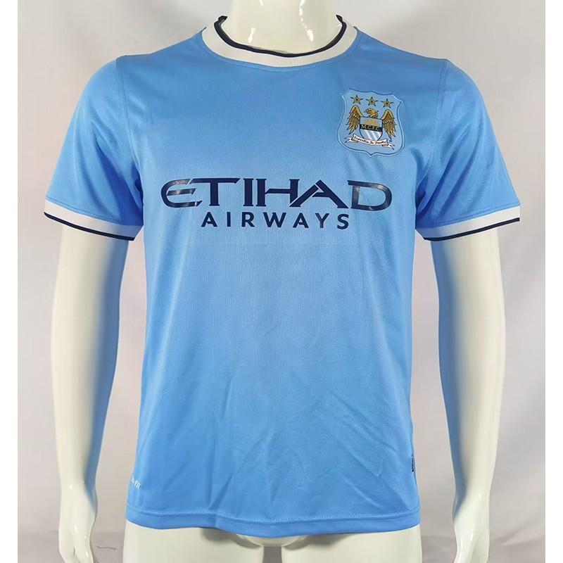 Manchester City Retro Football Jersey 2007-08 Home Kit Sun Jihai 17 Aguero 16 Adult Unisex Short Sleeve Soccer Shirt