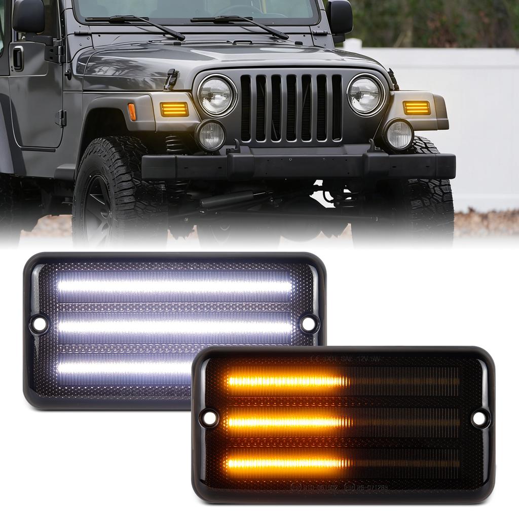 New 2Pcs Repeat Blinker Front Bumper Side Marker Turn Signal Light DRL Lamp for for TJ 1997-2006 #CH2550120