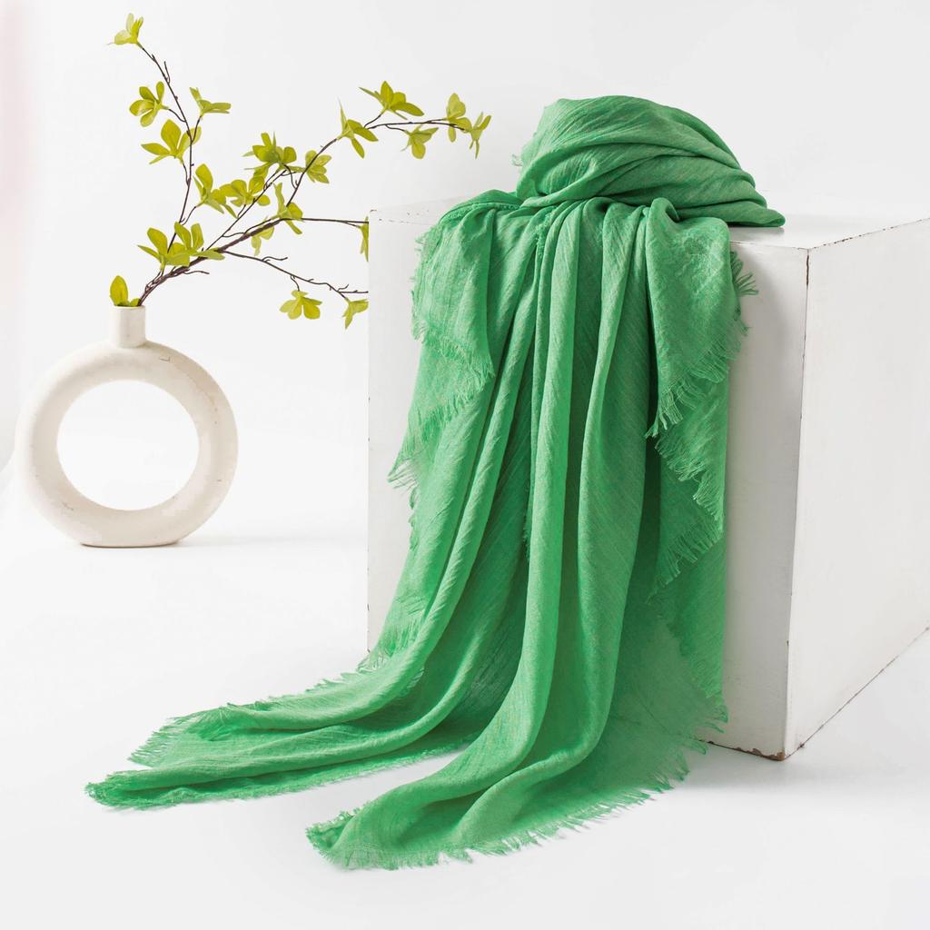 Spring and summer sunscreen scarf imitation cotton and linen solid color simple shawl women's high-end silk scarf yarn headscarf women's cross-border