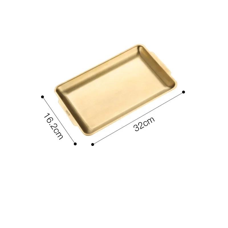 304 Stainless Steel Dinner Plates Rectangular Gold Serving Tray Dessert Cake Snack Dishes Barbecue Sushi Dessert Kitchen Plates
