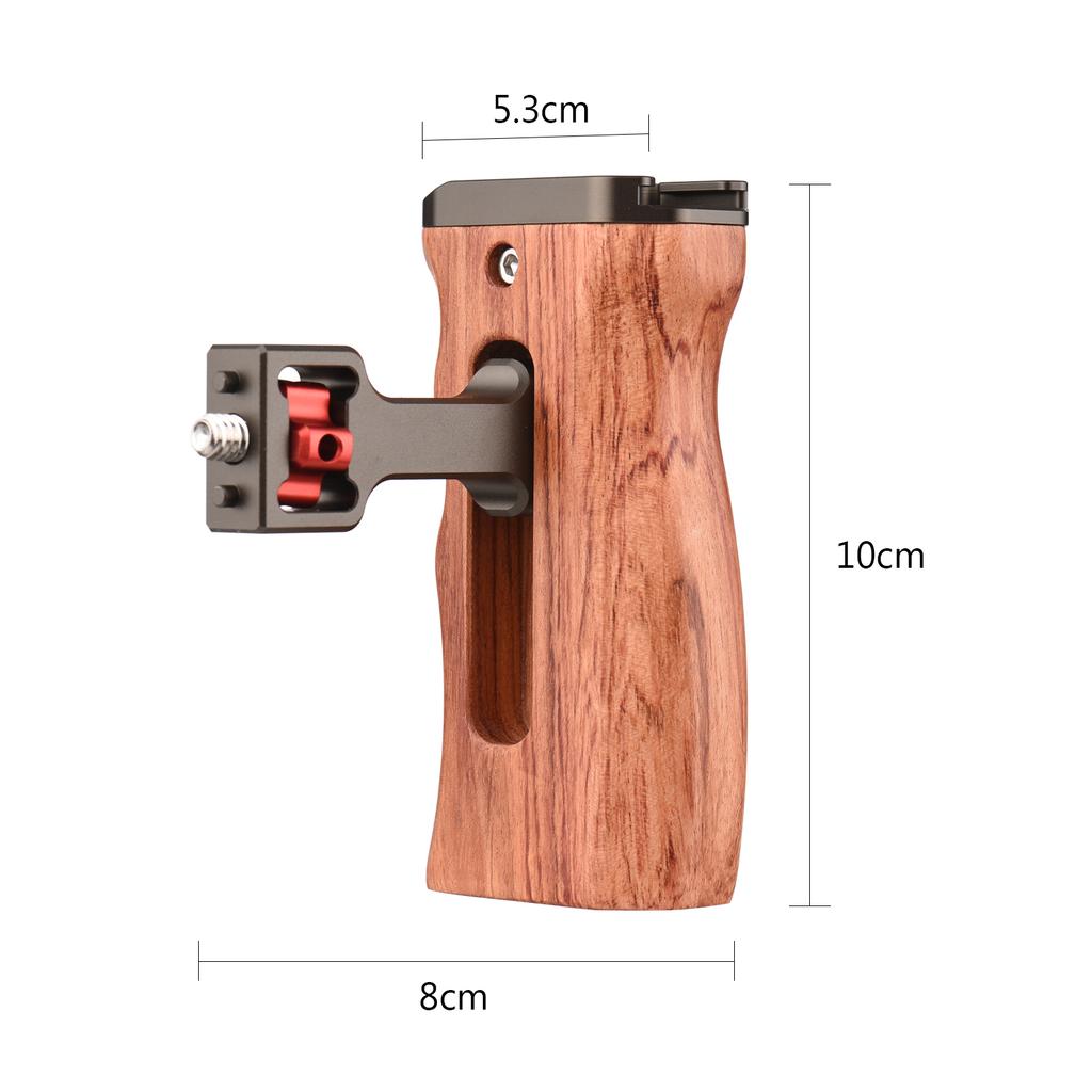 Adjustable Wooden Camera Cage Handle Left/Right Side Hand Grip 3/8 Inch Screw ARRI-Style Mount with