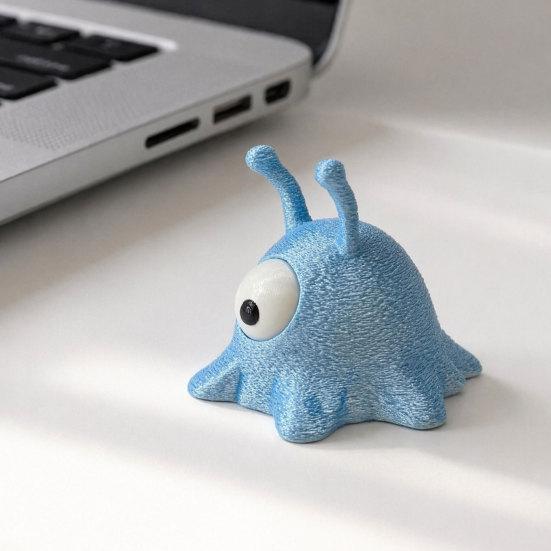 Baizihuahu 3D-печатное украшение «Одноглазый инопланетянин», цельнолитая фигурка с мерцающей синей жемчужной текстурой, Настольное украшение