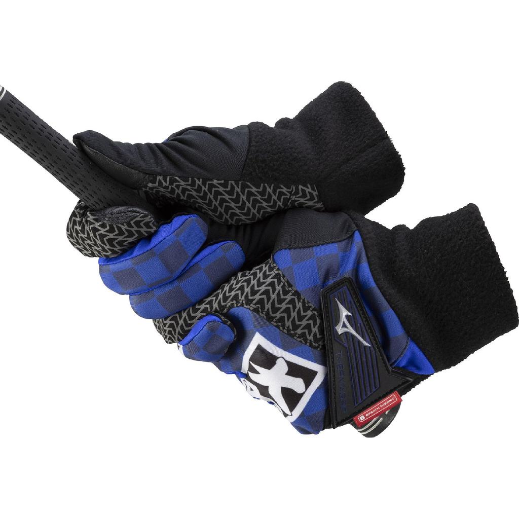 Mizuno Перчатки мужские ThermaGrip HAPPI COLLECTION, размер L, 5MGMB552, двусторонние, сине-черные, (25-26см),