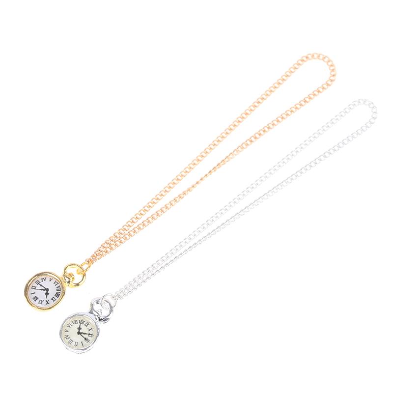 Творческий кукольный домик Мини-ожерелье Карманные часы Золотое ожерелье Индивидуальные карманные часы