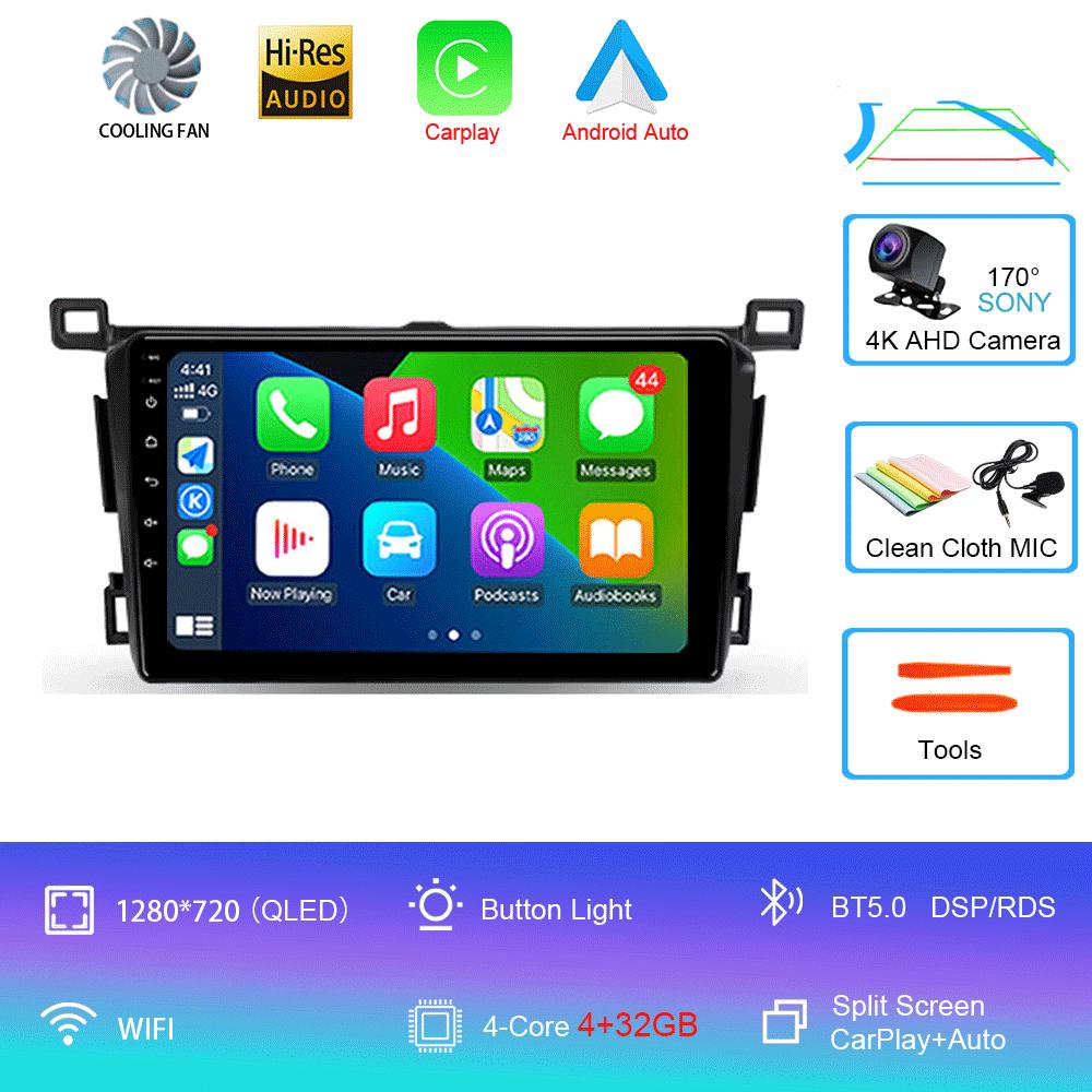 Автомобильное радио Android 14 Carplay Auto для Toyota RAV4 Rav 4 2013 2014 2015 2016 2017 2018 2019 Мультимедийный видеоплеер GPS головное устройство