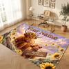Highland Cow Theme Soft Crystal Velvet Rug Custom Name & Text Print Non Slip Floor Rug for Bedroom Living Room