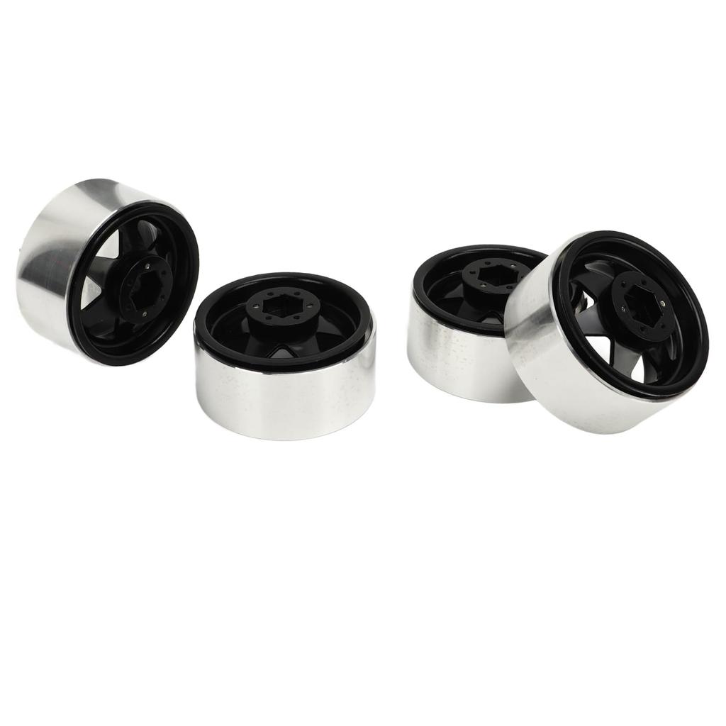Set of 4 1.9-inch Steel Beadlock Wheels for RC Crawlers (Black) - Compatible with Axial SCX10 90046, D90, Traxxas TRX4, Redcat, Tamiya, and HPI