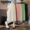 Skirts for Women Fashion Elegant Elastic High Waist Basic Pleated Skirt Solid Casual A Line Summer Midi Skirt
