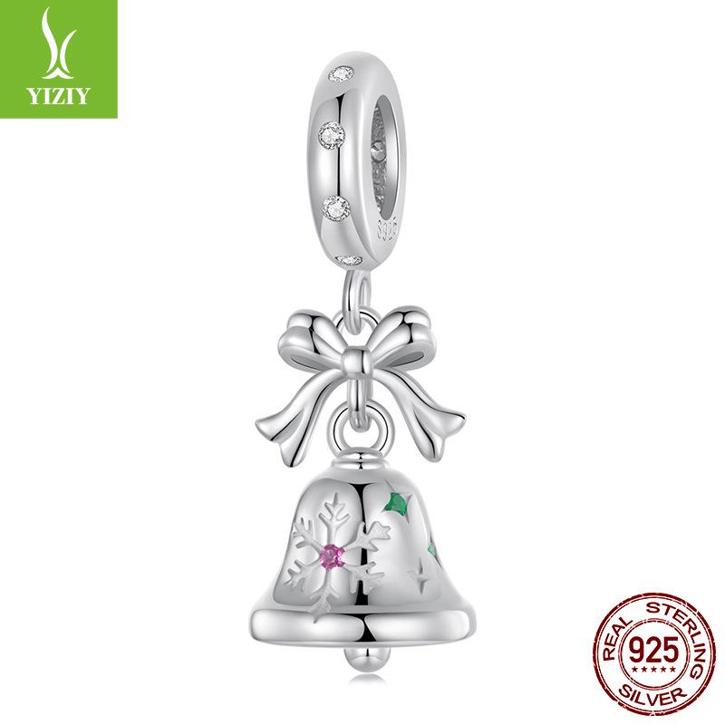 Yinziyun S925 Sterling Silver Small Bell Pendant Christmas Necklace