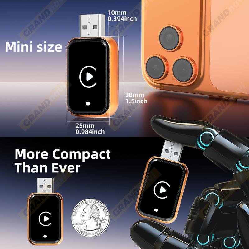 Wireless CarPlay Android Auto Apple Carplay Wireless Android Auto Orange Mini Car Play Adapter 2in1 AI Smart Box Bluetooth