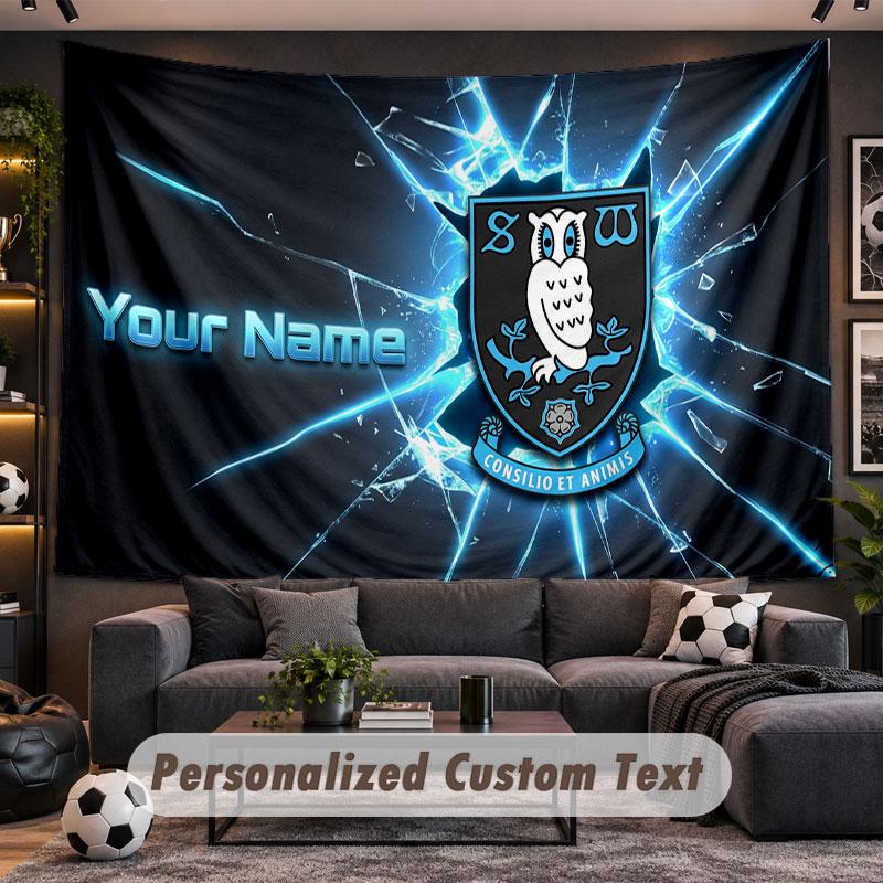 Wall Hanging Tapestry Custom NameSheffield Wednesday FC Pattern Personalized Printed Fabric Wall Decor