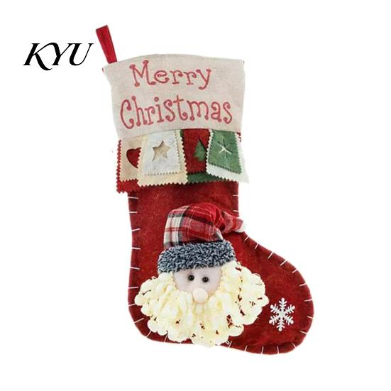 Three Dimensional Christmas Tree Pendants 18 Inch Large Stockings, 3D Santa/Snowman/Reindeer Xmas Hanging Socks, Non-woven Holiday Ornaments