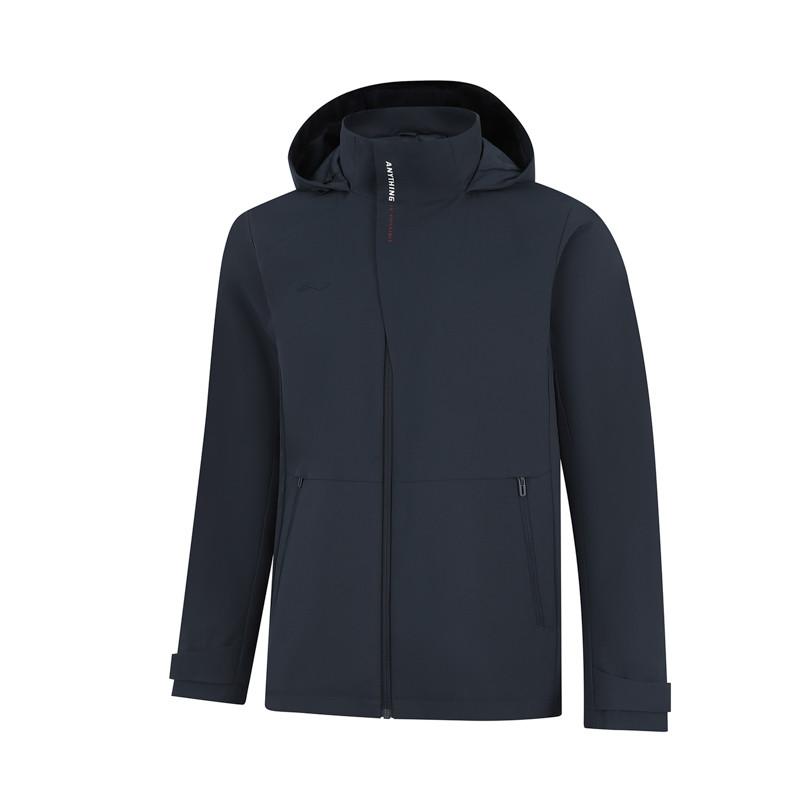 Мужские тренчи Li-Ning Мужские темно-морские синие с капюшоном (Несъемный) Умеренно прямой крой