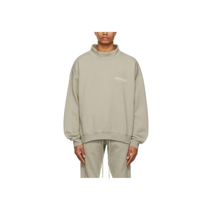 Fear of God Essentials Флокированный логотип, с длинным рукавом, флисовая толстовка-пуловер, мужская толстовка, меланжево-зеленая, FOG-SS22-254