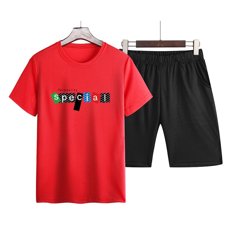 Summer Men's Casual Sports Short-sleeved Suit Men's T-shirt Suit Youth Shorts