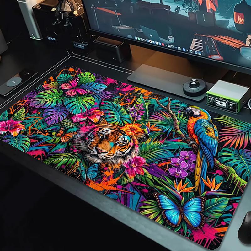 Jungle Tiger Art Color Mouse Pad Large Gaming Table Cushion Non-slip Laptop Tablet Big Mousepad XXL Mat Mini PC Playmat With Lock edge
