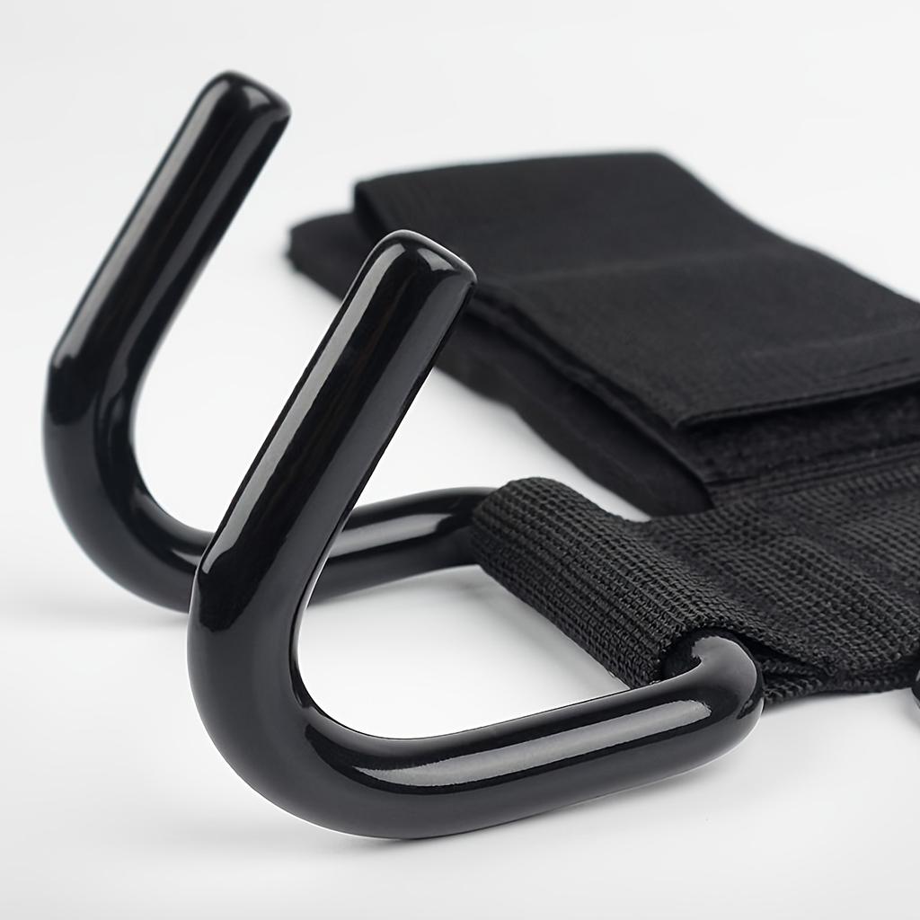 2Pcs Adjustable Weightlifting Wrist Support Straps with Hooks, Heavy Nylon Black Aluminum Alloy, Pull Up Strength Training