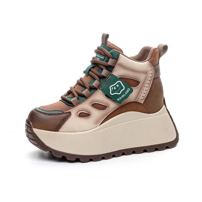 Повседневные спортивные кроссовки с высоким верхом для женской осени и зимы, новые, на толстой подошве, увеличивающие рост, с небольшой цветовой гаммой, из бархата, утепленные, кроссовки папы