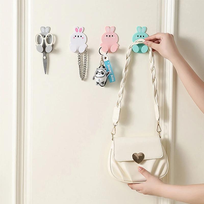 Cute Rabbit Plug Key Hook Kitchen Wall Hole Free Hook Soggiorno Phone Charging Rack Gancio Decorativo Multifunzionale