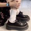 Черные британские туфли в стиле колледжа из маленькой кожи, женская юбка, 2025 новые туфли на платформе в стиле ретро, французские, японские, универсальные