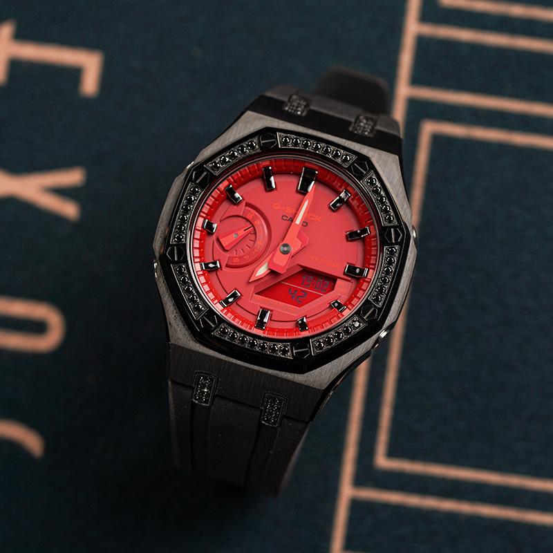 Casio Индивидуальные часы модифицированная серия Кровавый Демон Кварцевые резиновый ремешок унисекс красный циферблат GA-2100-4A GA-2100-4AGaiZhuang-XueMo
