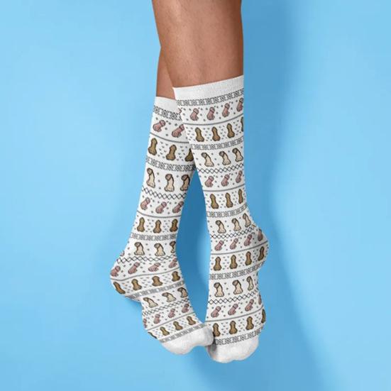 Носки на День святого Валентина, носки с рисунками нахальных грудей, эластичные забавные носки до середины икры для мужчин и женщин, подарок на День святого Валентина, годовщину для него/нее