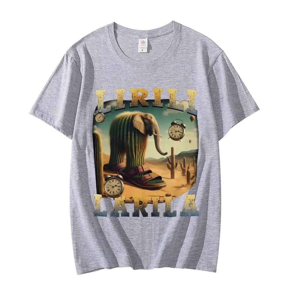 Lirili Larila Funny Italian Brainrot Meme T-shirt High Street Fashion Trend Short Sleeve T Shirt Men Women Casual Cotton T-shirt