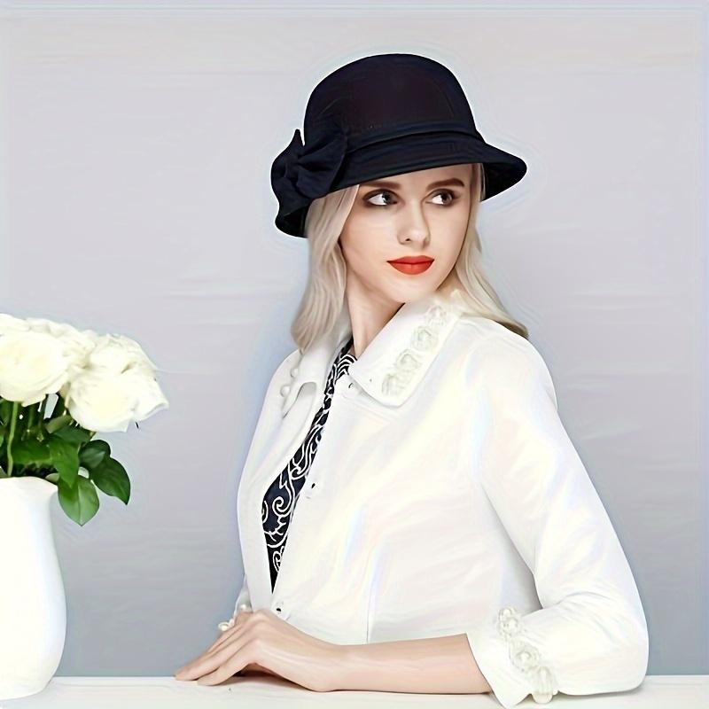 Женские шляпы Fedora с бантом во французском стиле, элегантная однотонная шляпа-клош, винтажные легкие фетровые шляпы