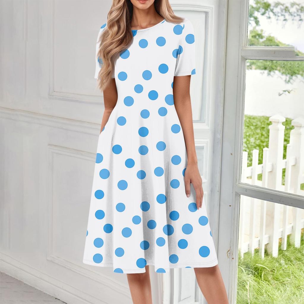 Dresses For Women Summer Casual Button Up V-neck Short Sleeve Wear To Work Dresses