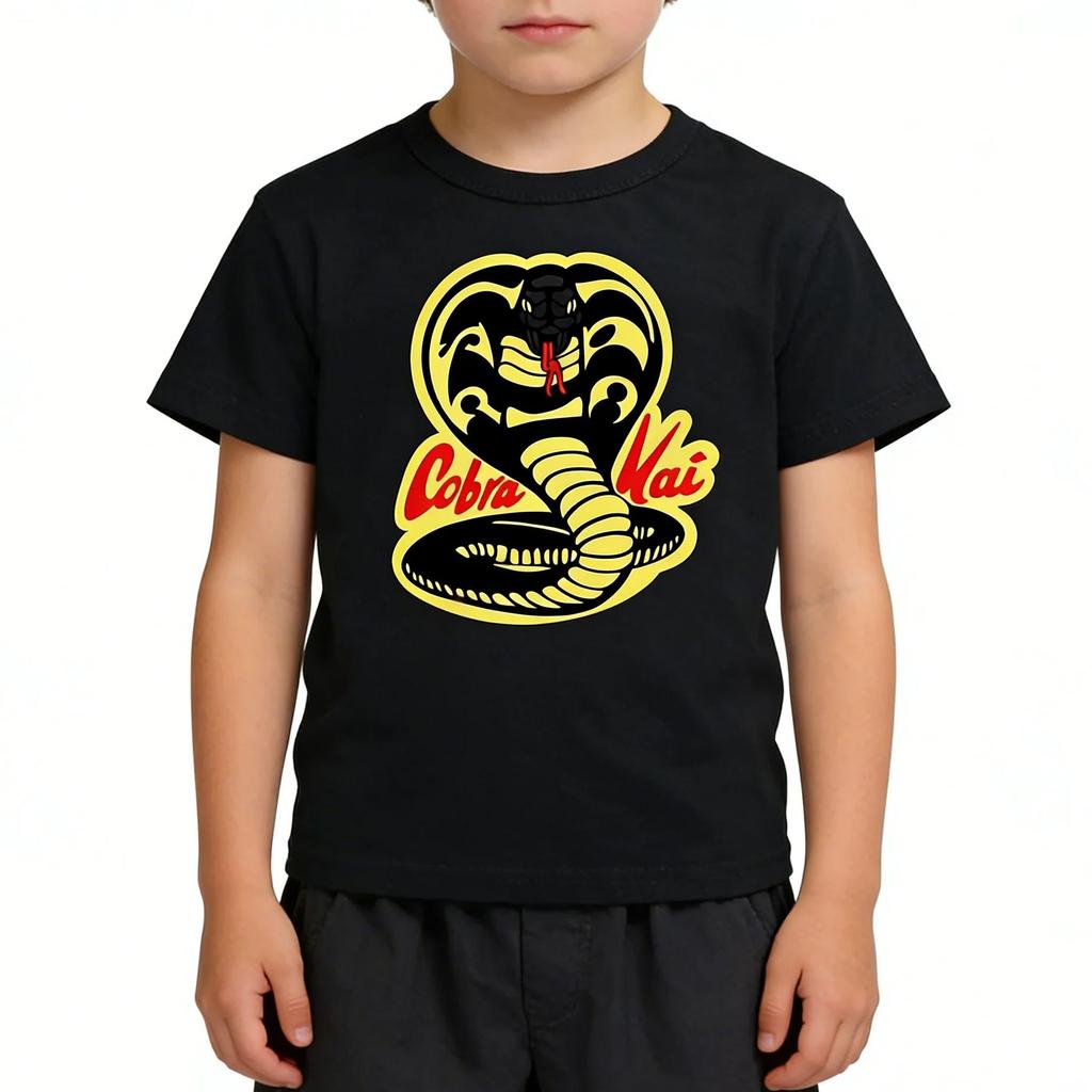 Kids Tshirt Short Sleeve Cobra Kai Print Top Girls Boys Summer New Clothes Children's Adults Parent Child Cotton T Shirts