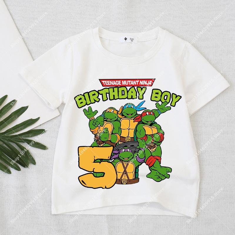Teenage Mutant Ninja Turtles T-Shirt Cartoon Anime Figure Tops Summer Toddler Kawaii Cool Tee Baby Kids Birthday Clothes Gift